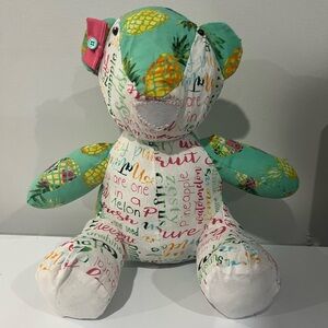 Colorful Pineapple Print Stuffed Bear